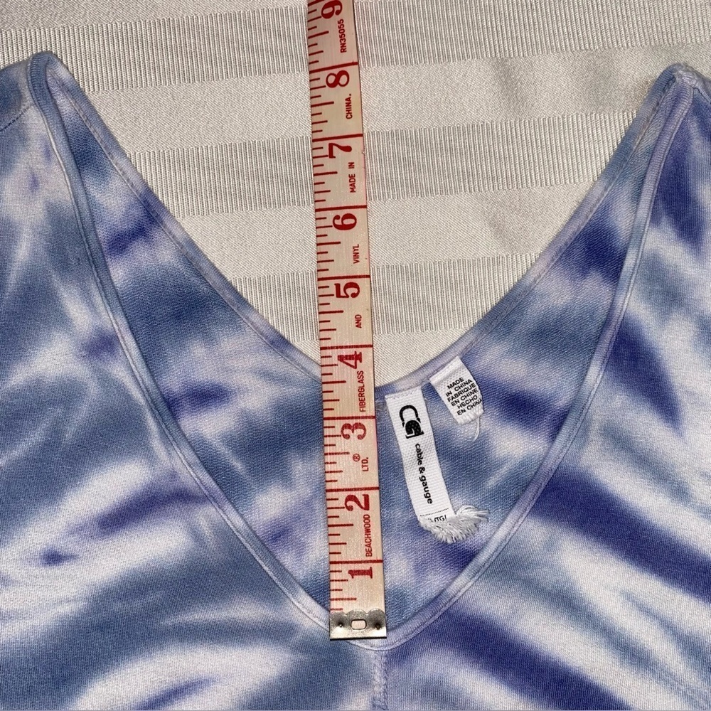 Cable & Gauge Sz XL Tie-Dye Sleeveless A-line Dress Blue/White V-Necks - Picture 9 of 11